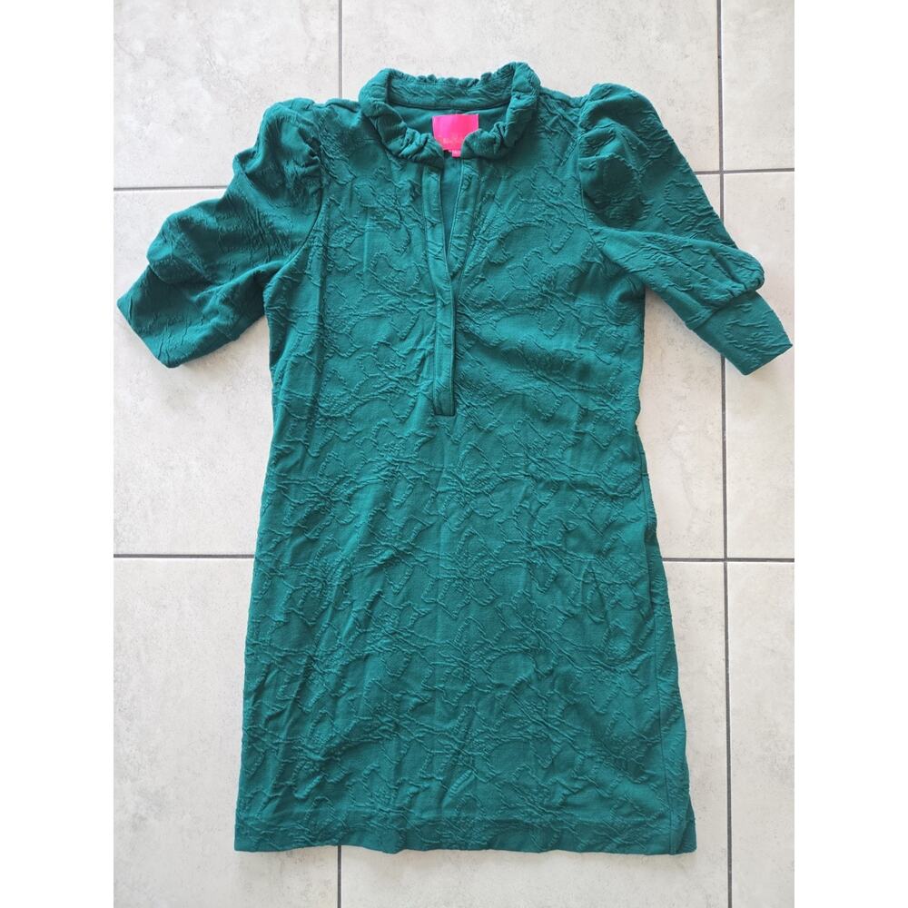 Lilly Pulitzer Dress Green Textured Short Sleeves Large